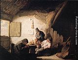 Village Tavern with Four Figures by Adriaen van Ostade